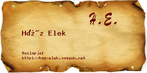 Ház Elek névjegykártya